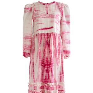 Alix of‎ Bohemia Plume Pink Shibori Long Sleeve Maxi Tye Dye Dress sz S